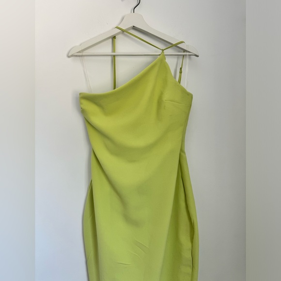 House of CB London Medium Alessia Lime Asymmetric Midi Dress Feather Hem - Picture 5 of 15